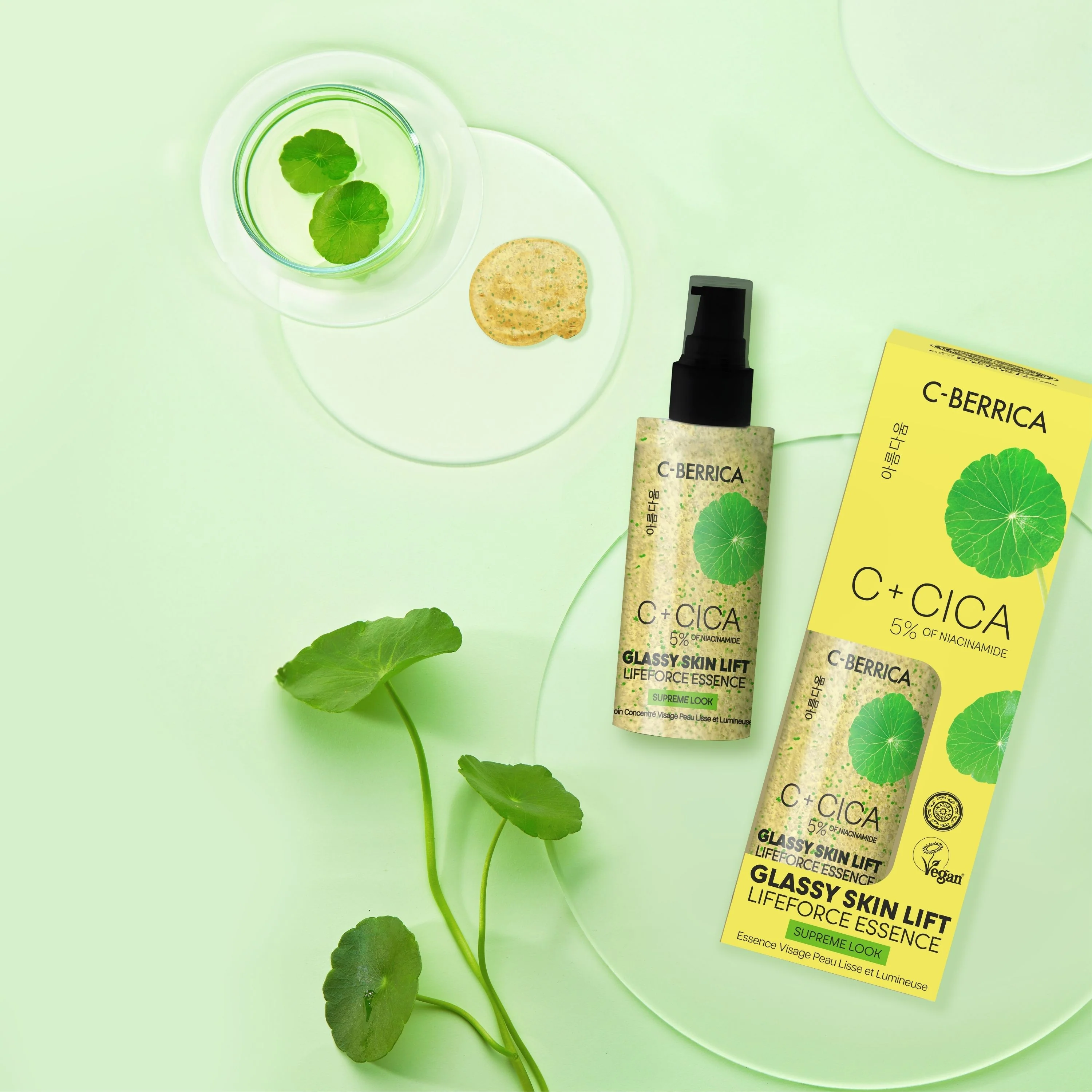 C+CICA C-BERRICA GLASSY SKIN LIFT LIFEFORCE ESSENCE - supreme look. (50ml) - Image 4