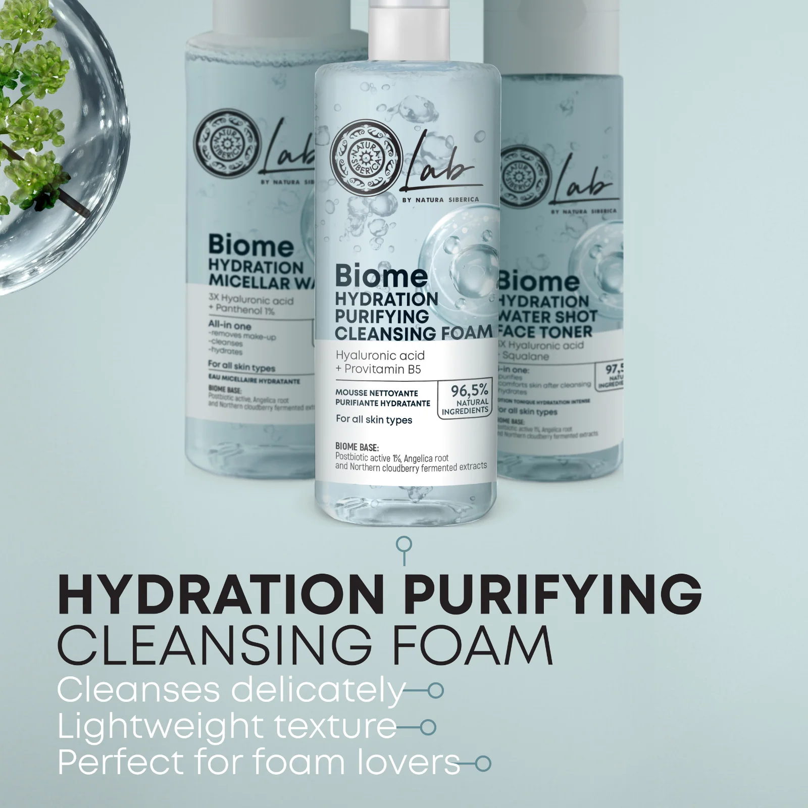 Lab by Natura Siberica Biome. Hydration Purifying Face Cleansing Foam, 200 ml - Image 3