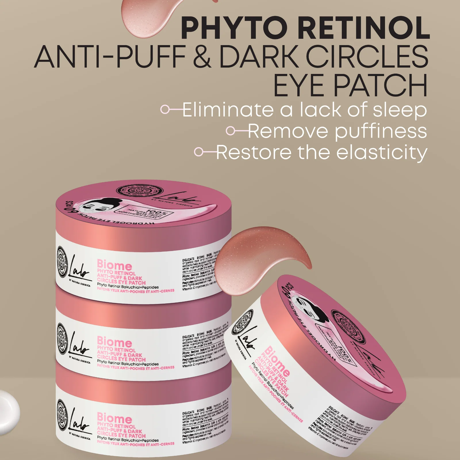Lab by Natura Siberica Biome. Phyto Retinol Anti-Puff & Dark Circles Eye Patch, 60 pcs - Image 3